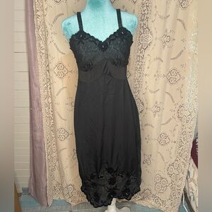 Vintage midi slip with lace and beading